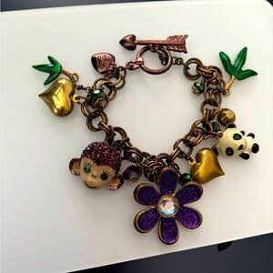 Great condition Betsy Johnson bracelet with monkey, panda and leaves. Rare